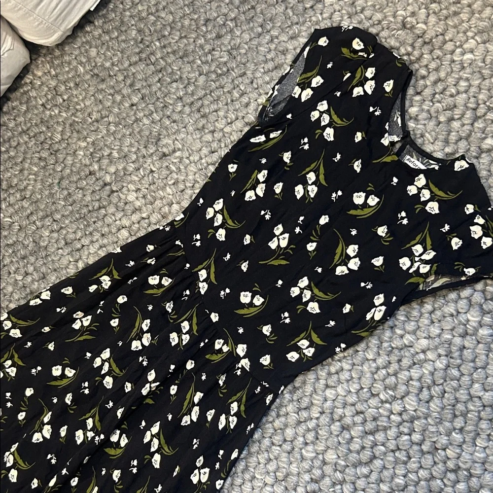 Reformation Gavin Floral Print Cutout Back Midi Dress Size 2 - Picture 6 of 12